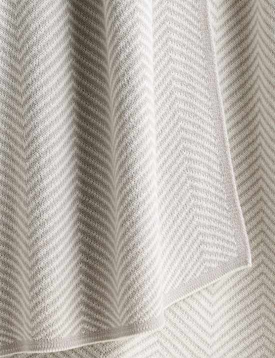 Pure Cotton Chevron Knitted Throw