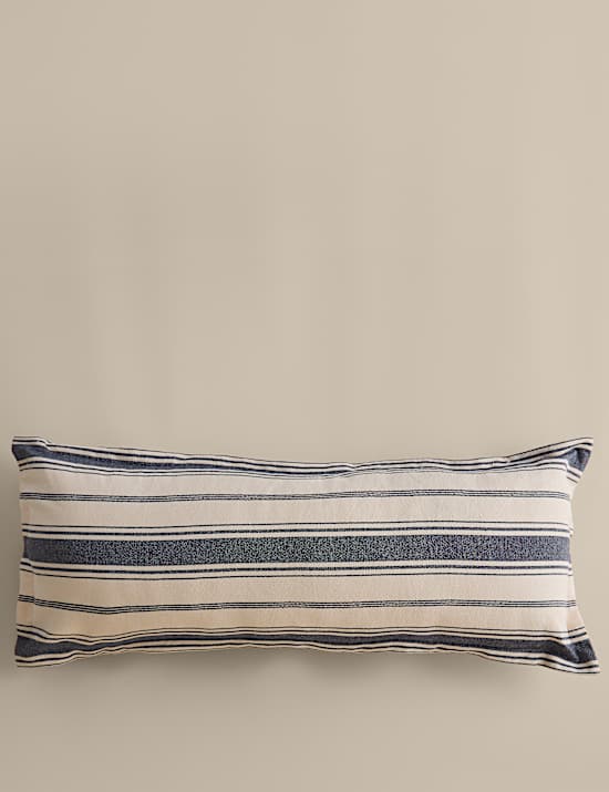 Pure Cotton Woven Stripe Bolster Cushion