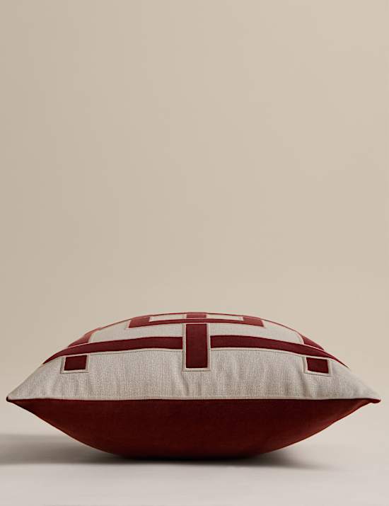 Pure Cotton Geometric Appliqu&eacute; Cushion