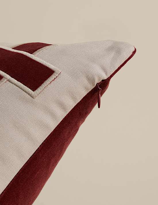 Pure Cotton Geometric Appliqu&eacute; Cushion
