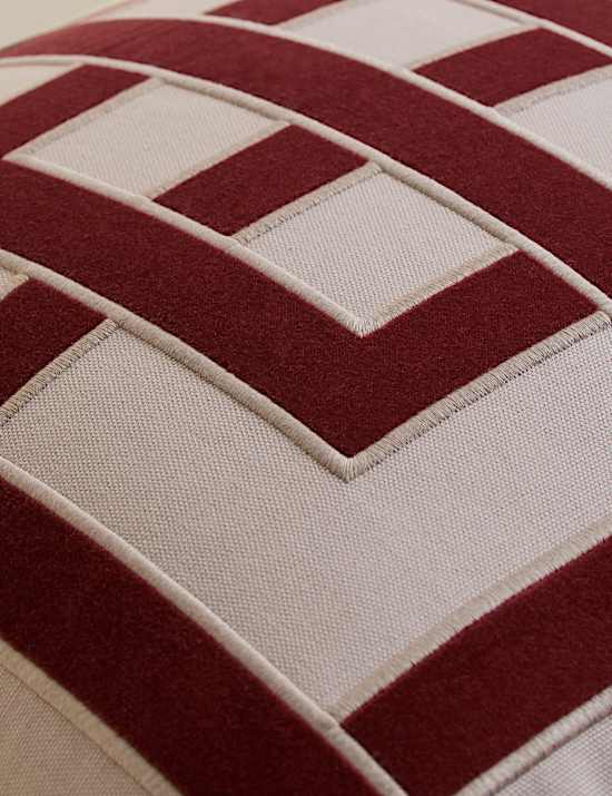 Pure Cotton Geometric Appliqu&eacute; Cushion