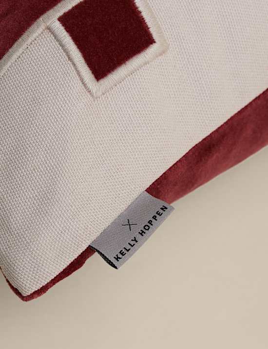 Pure Cotton Geometric Appliqu&eacute; Cushion