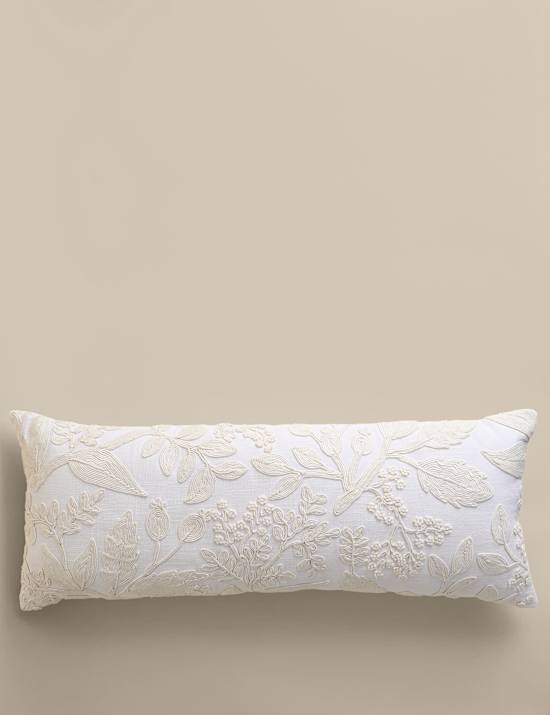 Pure Cotton Floral Embroidered Cushion