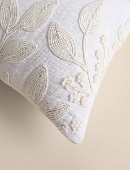 Pure Cotton Floral Embroidered Cushion