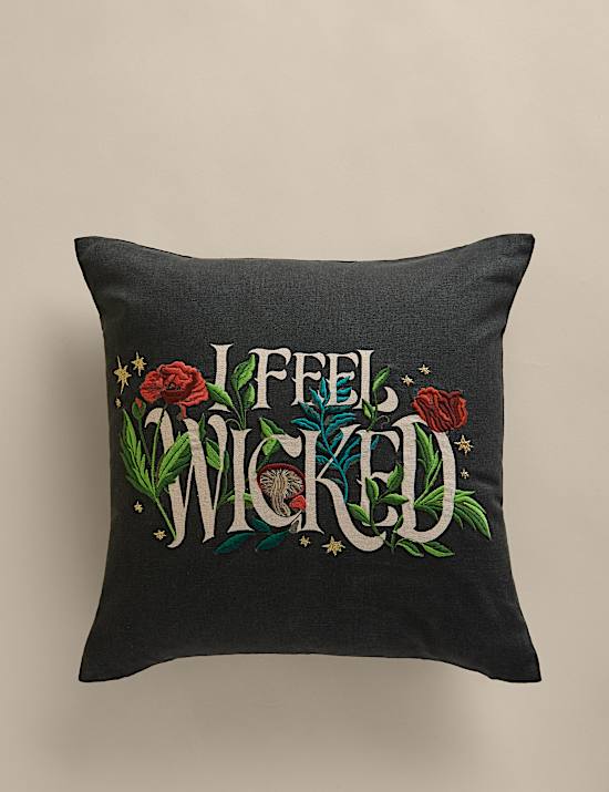 Pure Cotton Wicked Slogan Cushion