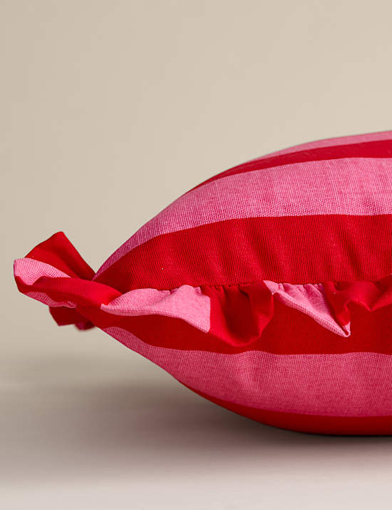 Pure Cotton Striped Frill Cushion