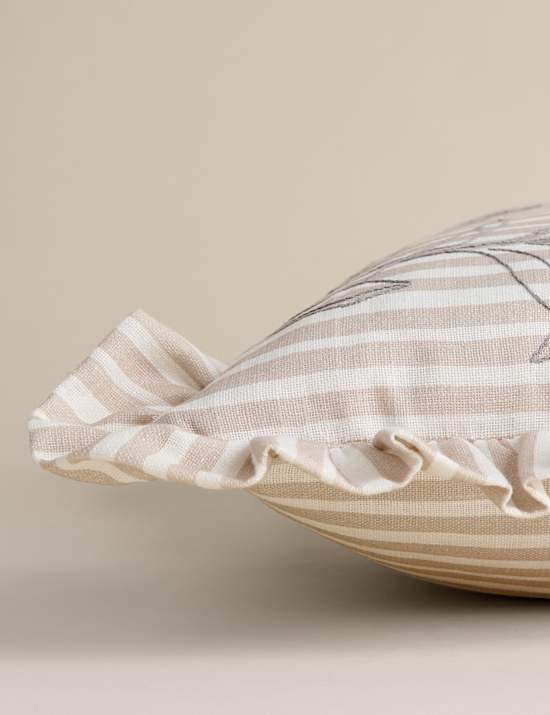 Pure Cotton Floral Embroidered Cushion