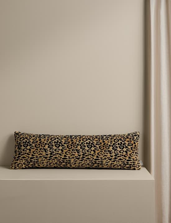 Velvet Leopard Print Long Bolster Cushion
