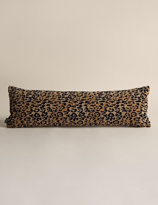 Velvet Leopard Print Long Bolster Cushion