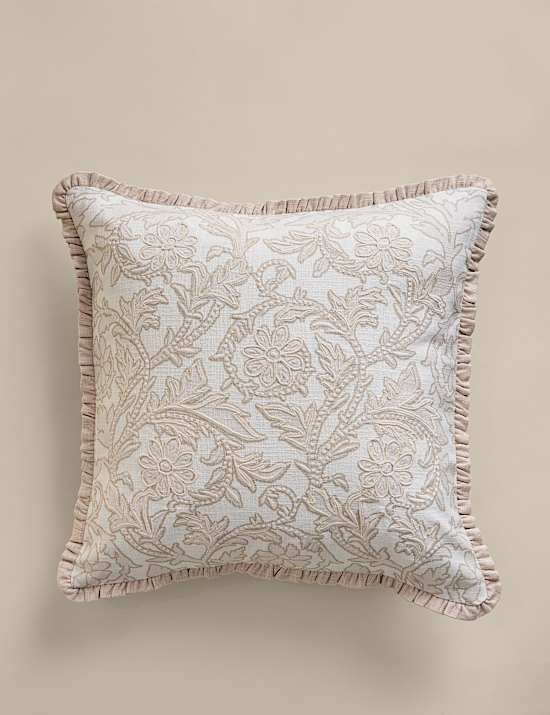 Pure Cotton Floral Embroidered Cushion