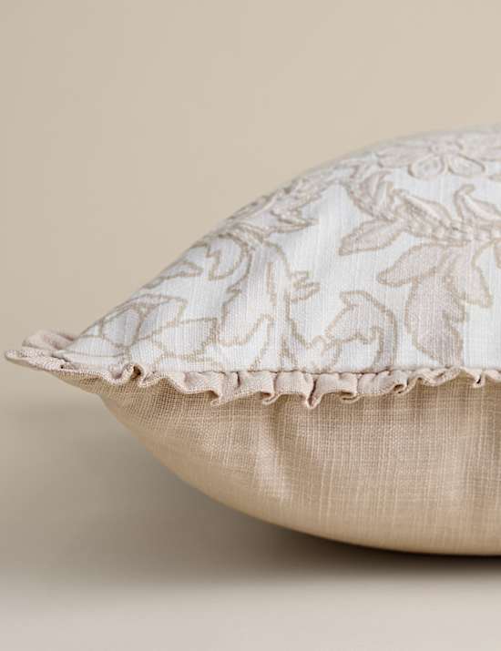 Pure Cotton Floral Embroidered Cushion