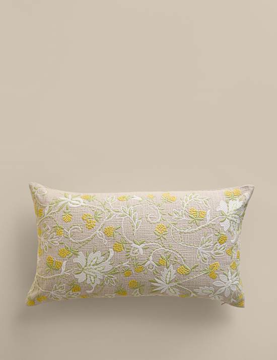 Pure Cotton Floral Embroidered Cushion