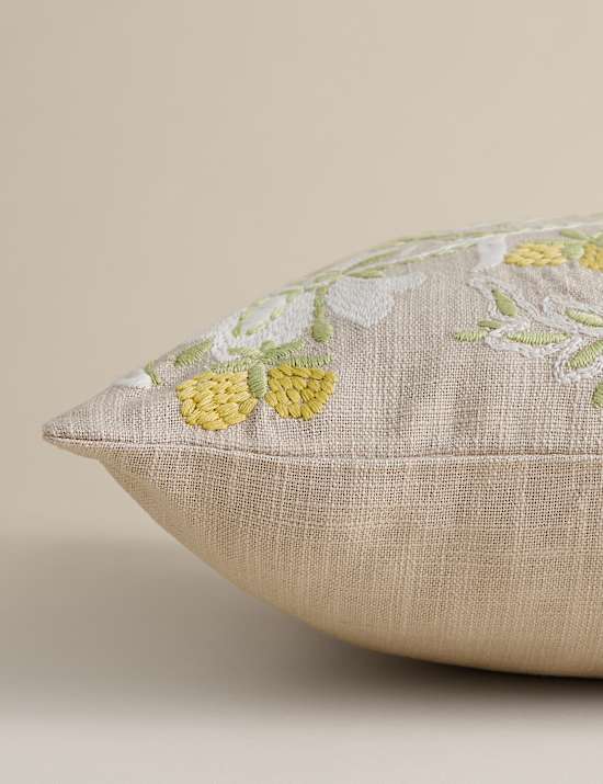Pure Cotton Floral Embroidered Cushion