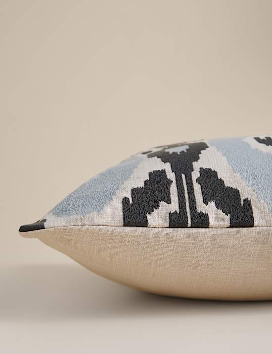 Pure Cotton Embroidered Ikat Cushion
