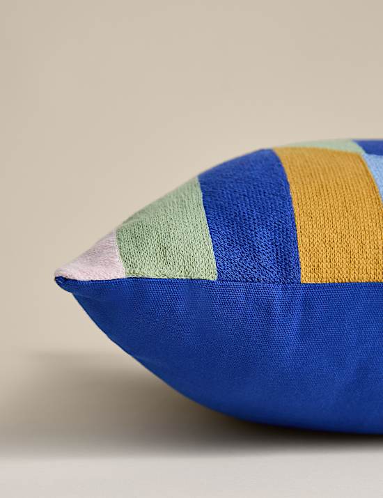 Pure Cotton Geometric Embroidered Cushion