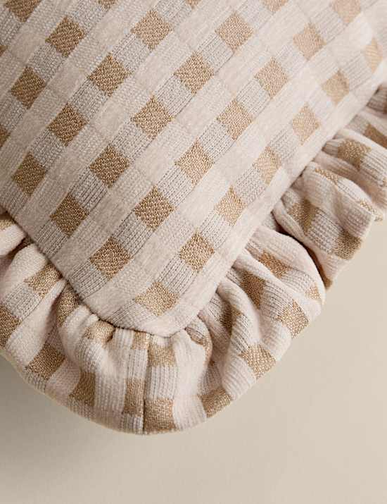Chenille Woven Gingham Bolster Cushion
