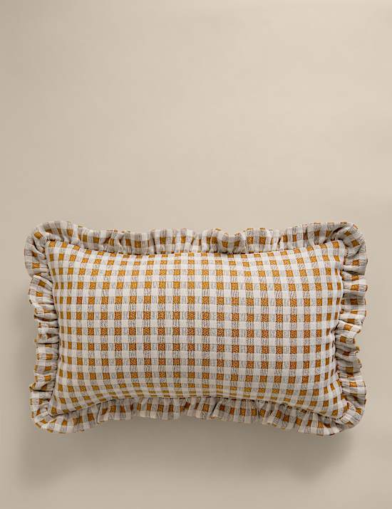 Chenille Woven Gingham Bolster Cushion