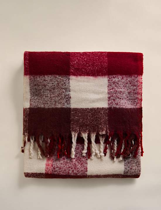 Faux Mohair Checked Throw