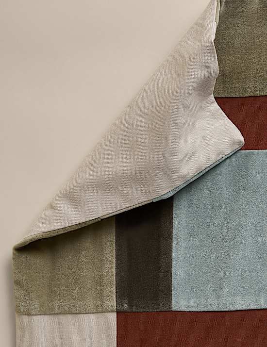 Housse de coussin en velours 100 % coton &agrave; motif patchwork