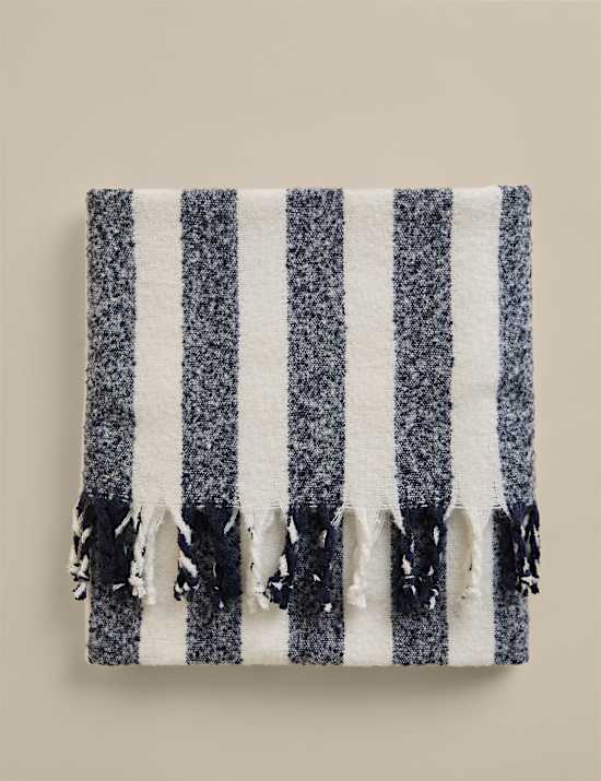 Faux Mohair Striped Throw