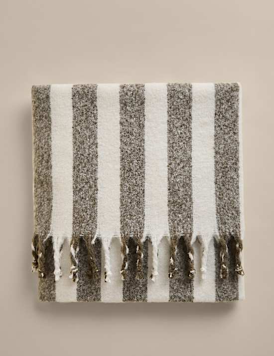 Faux Mohair Striped Throw
