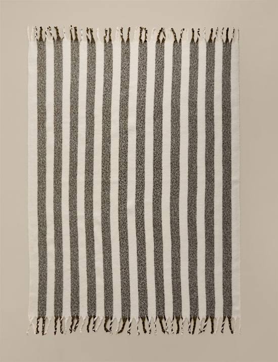 Faux Mohair Striped Throw