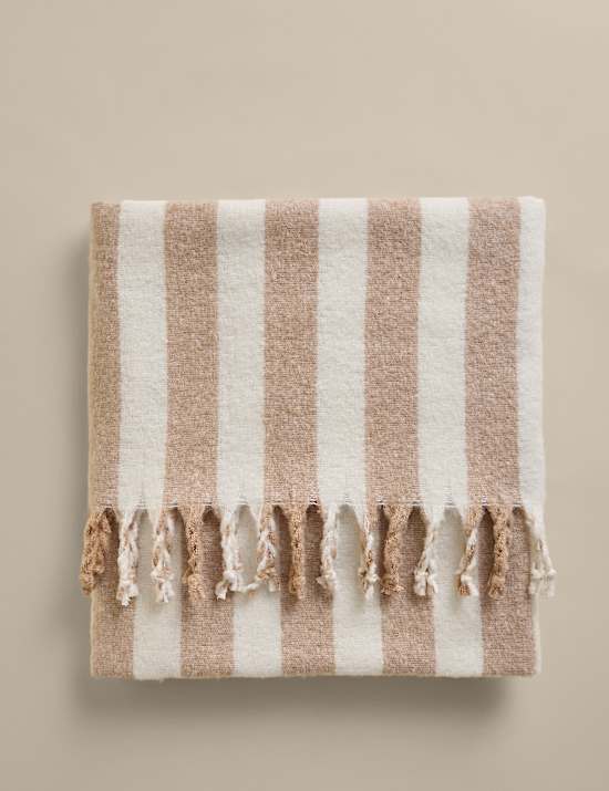 Faux Mohair Striped Throw