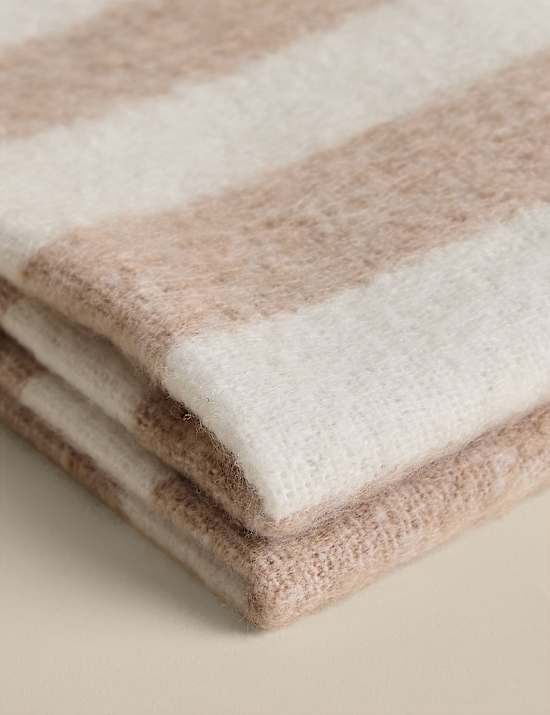 Faux Mohair Striped Throw