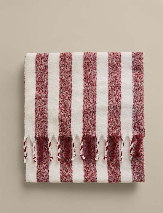 Faux Mohair Striped Throw