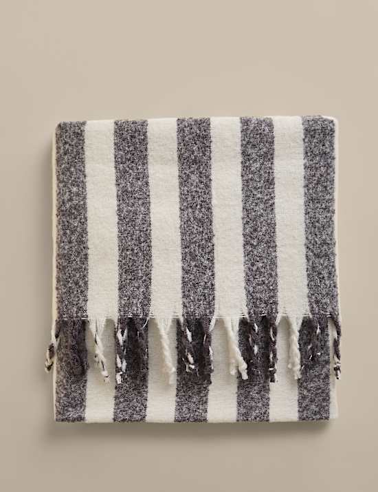 Faux Mohair Striped Throw