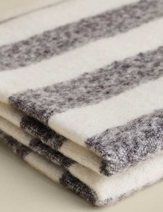 Faux Mohair Striped Throw