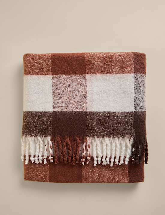 Faux Mohair Checked Throw