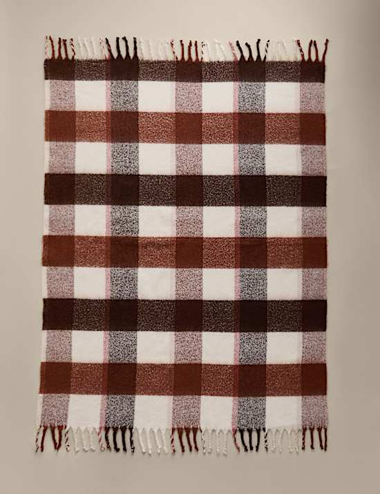 Faux Mohair Checked Throw