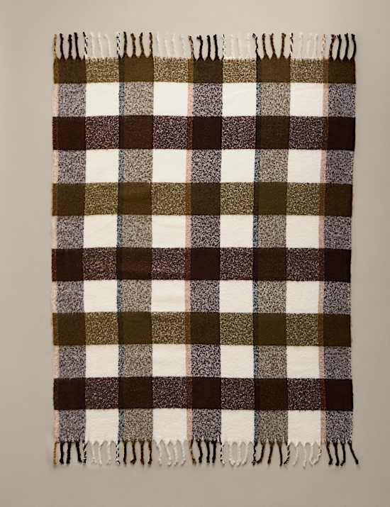 Faux Mohair Checked Throw