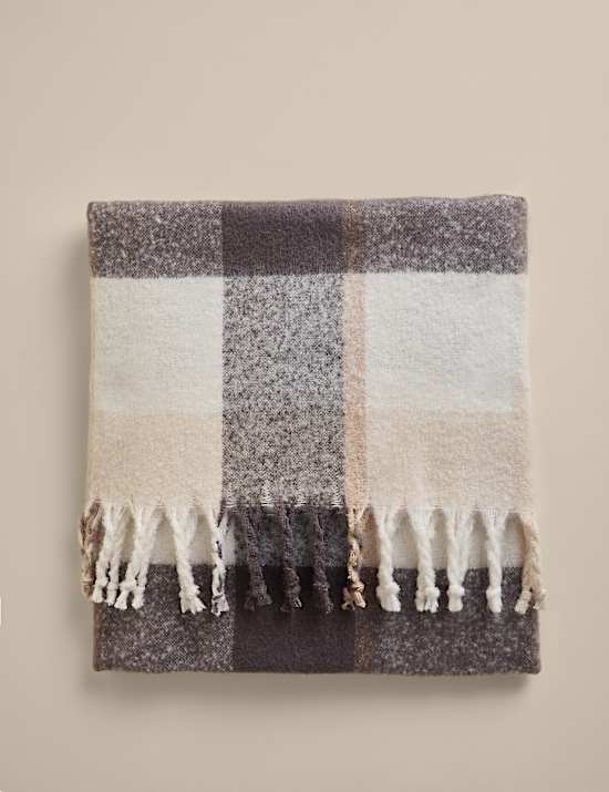 Faux Mohair Checked Throw