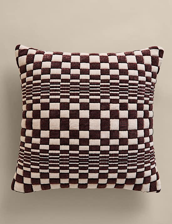 Chenille Checked Quilted Cushion