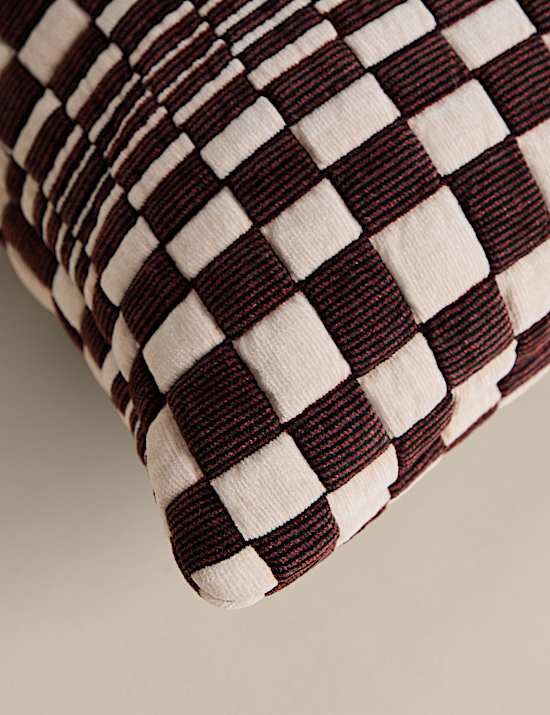 Chenille Checked Quilted Cushion