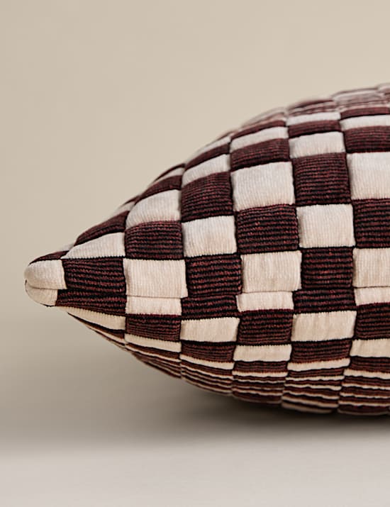 Chenille Checked Quilted Cushion