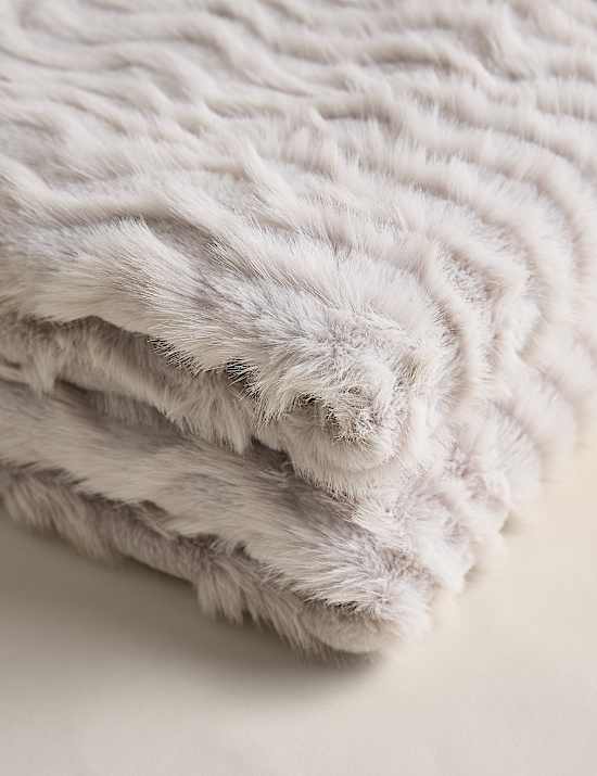 Faux Fur Feathered Throw
