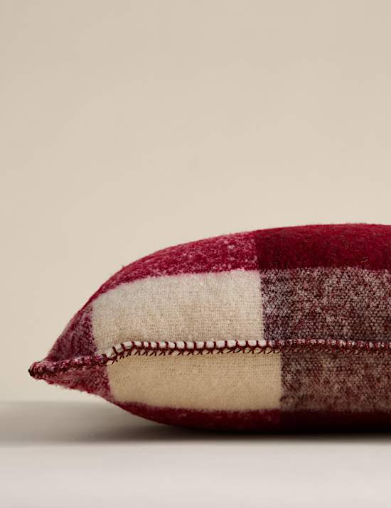 Faux Mohair Brushed Checked Cushion