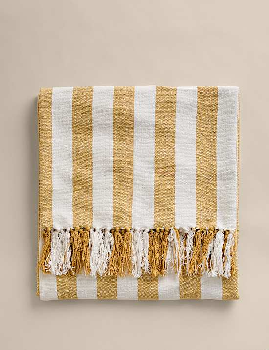 Pure Cotton Woven Striped Throw