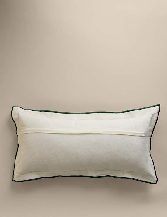 Pure Cotton Embroidered Grid Bolster Cushion