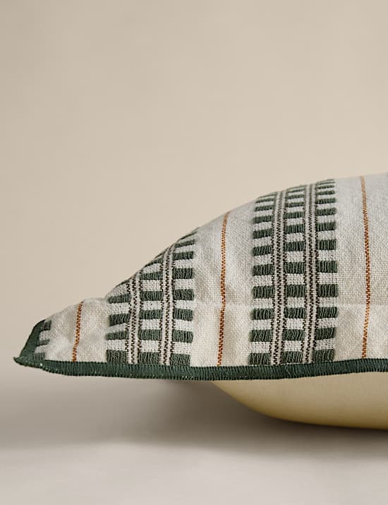 Pure Cotton Embroidered Grid Bolster Cushion