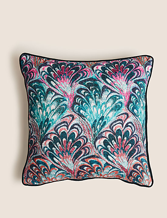 Pure Cotton Velvet Fan Print Cushion