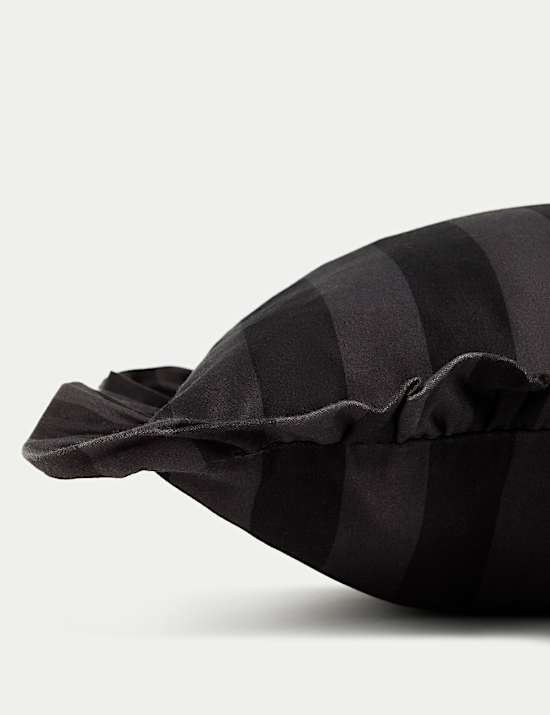 Pure Cotton Frill Striped Bolster Cushion