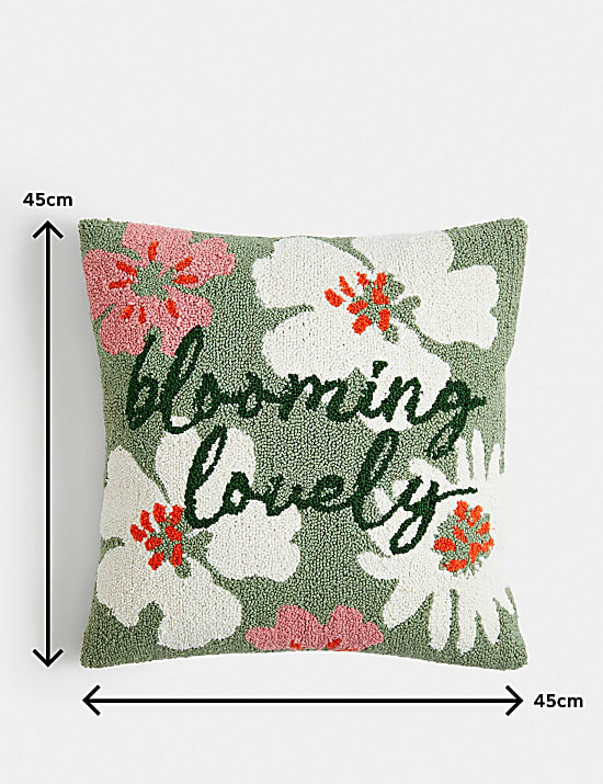 Cotton Rich Floral Embroidered Cushion
