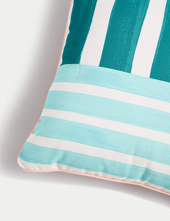 Set of 2 Reversible Striped Outdoor Cushions