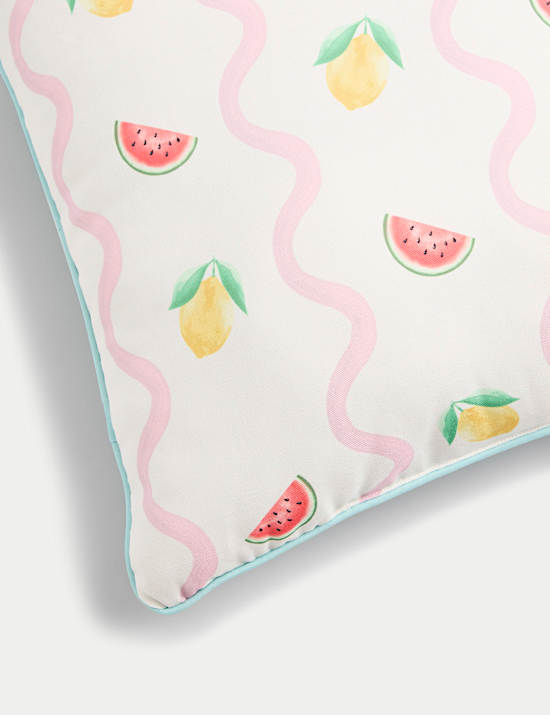 Set of 2 Fruit Print Scallop Outdoor Cushions