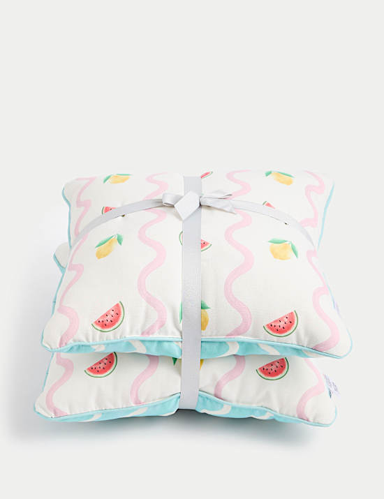 Set of 2 Fruit Print Scallop Outdoor Cushions