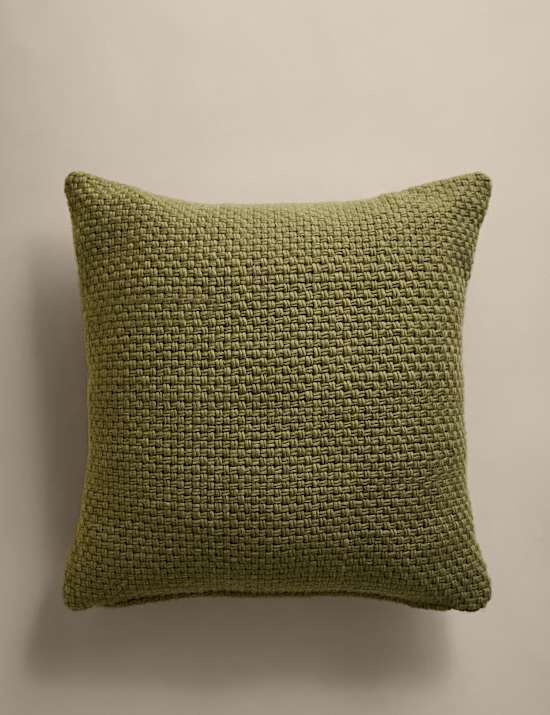 Διακοσμητικό μαξιλάρι με πλέξη καλάθι από 100% μαλλί